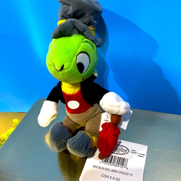 DISNEY EXCLUSIVE NWT VTG 1990s PINOCCHIO RETIRED JIMINY CRICKET BEAN BAG PLUSH - Picture 2 of 9